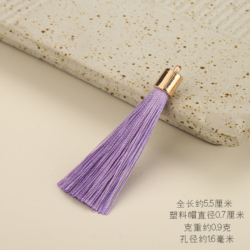 Colorful Polyester Fringe Tassel Keychain with Golden Cap 55mm 50pcs 15