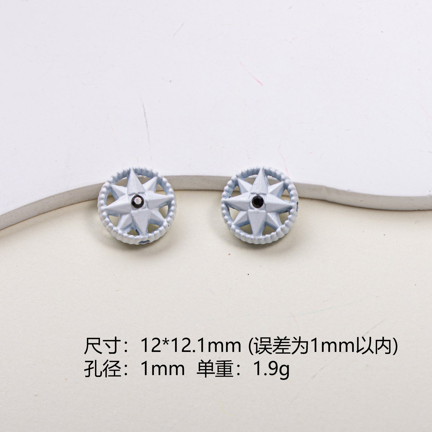 Painted Alloy Metal Beads Black and White Enamel Baking Style 10pcs 8