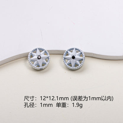 Painted Alloy Metal Beads Black and White Enamel Baking Style 10pcs 8