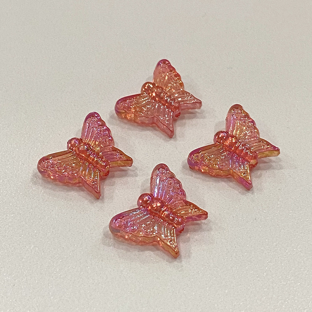 Transparent Butterfly Acrylic Beads 16mm UV Plating Summer 30pcs 12