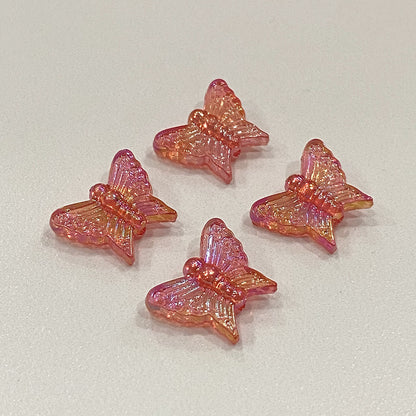 Transparent Butterfly Acrylic Beads 16mm UV Plating Summer 30pcs 12
