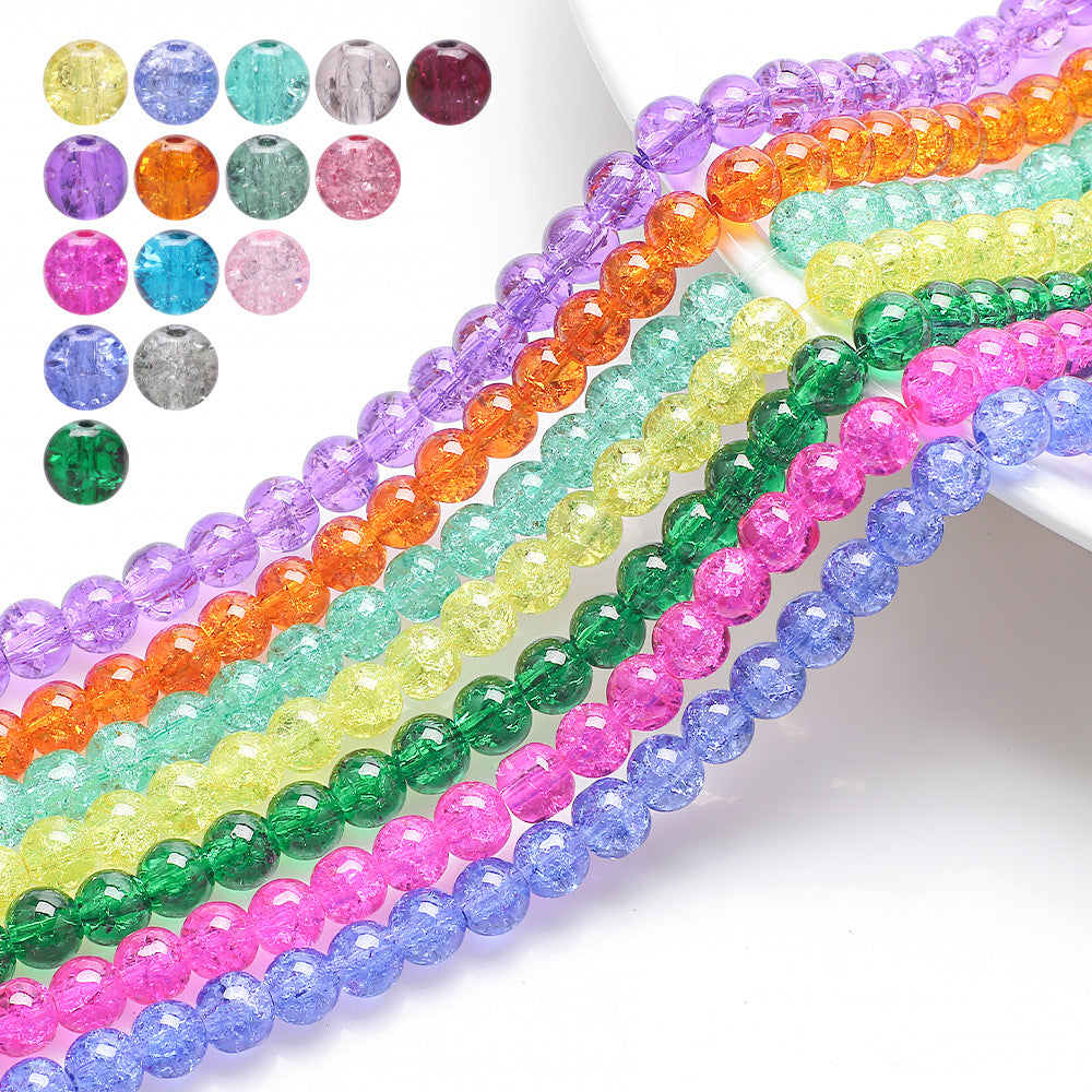 Crackle Round Glass Beads 8mm Monochrome Translucent 200pcs