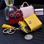 Leather Owl Keychain Wild Animal with Tassel Charm Vibrant Colors 2
