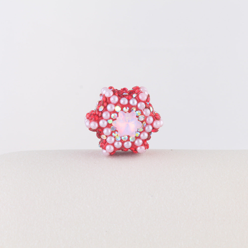 Polymer Clay Hexagonal Star Rhinestone Beads 23mm Full Rhinestone 6pcs 8
