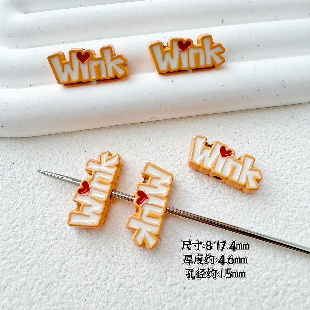 Crown and Wink Metal Beads 13mm Glossy Pastel Painted Alloy 10pcs 15