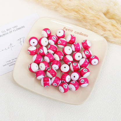 Painted Billiards Acrylic Beads 16mm Creative Colorful 100pcs 16