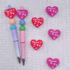 Silicone 3D Focal Beads Valentine Love Heart Raised Sweet Script 20pcs 4