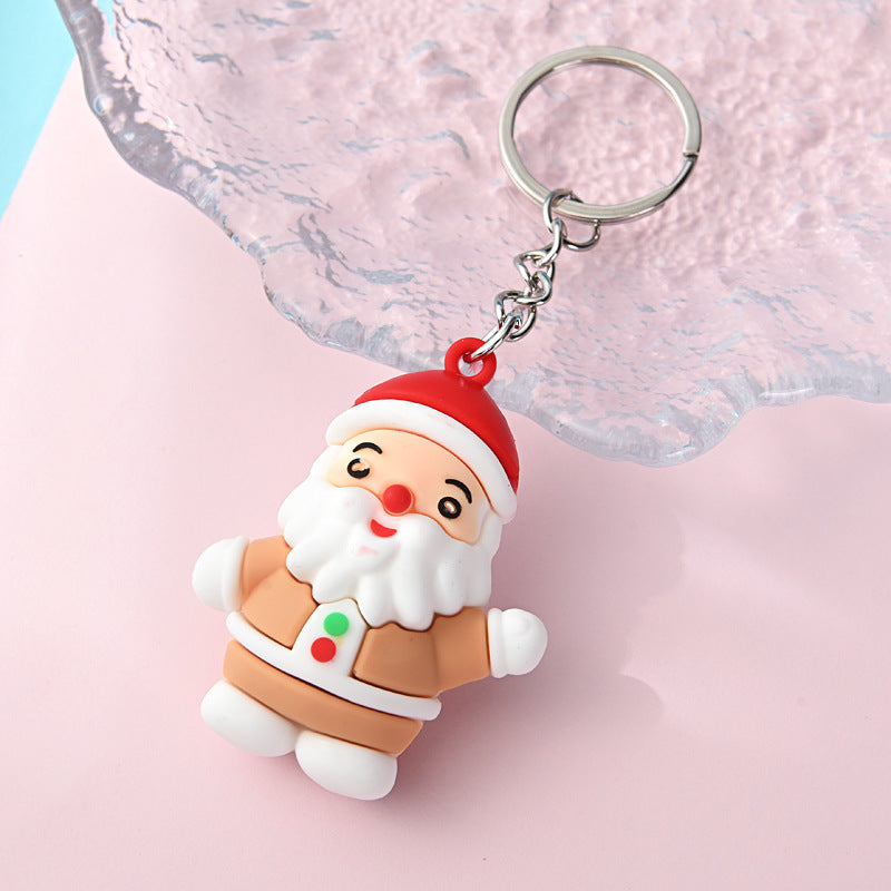 PVC Christmas Santa Claus Snowman Keychain Festive Holiday Charm 8