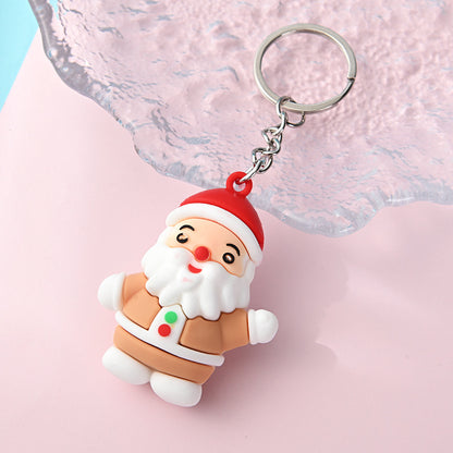 PVC Christmas Santa Claus Snowman Keychain Festive Holiday Charm 8