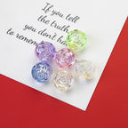 Transparent Rose Acrylic Round Beads 15x16mm Swirling Floral 20pcs 6