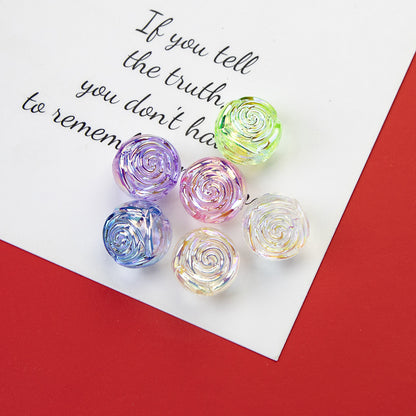 Transparent Rose Acrylic Round Beads 15x16mm Swirling Floral 20pcs 6