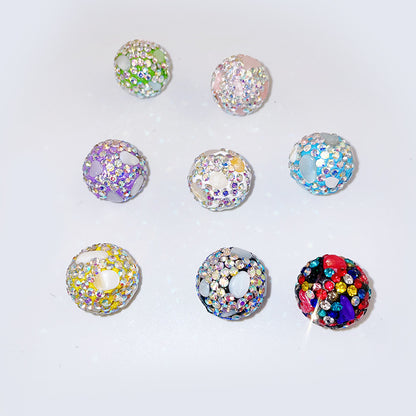 Natural Shell Embeded Rhinestone Bubblegum Ball Rhinestone Beads 16mm 10pcs 5