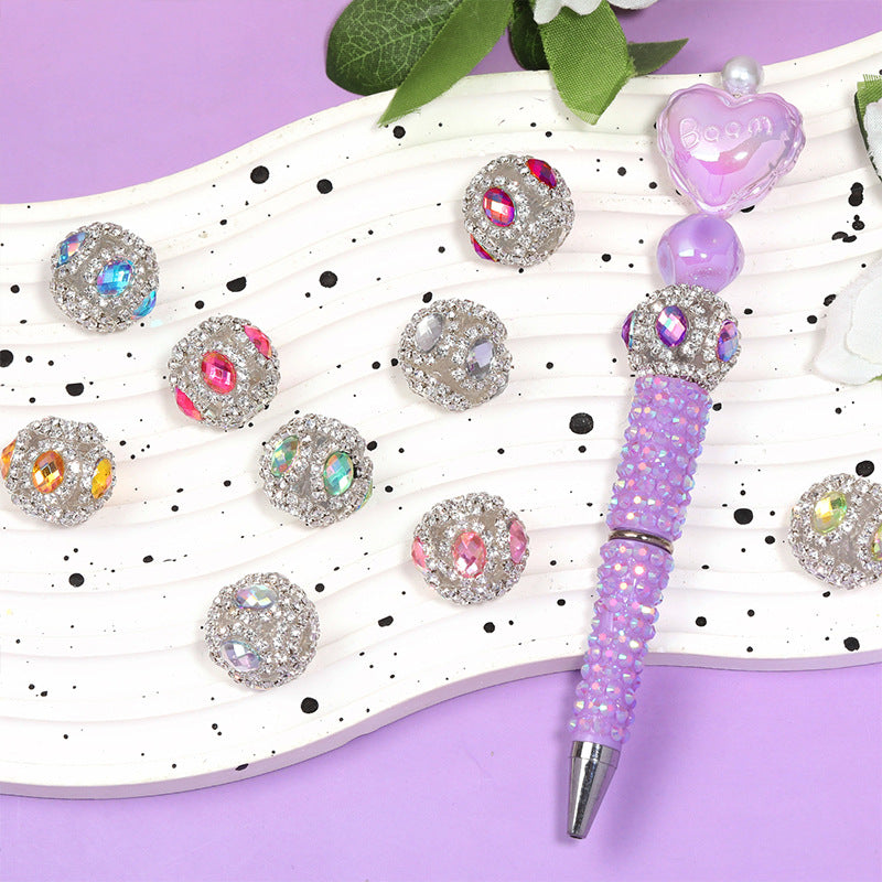 Embellished Bubblegum Beads 21mm Fancy Full Rhinestone Round 10pcs 3