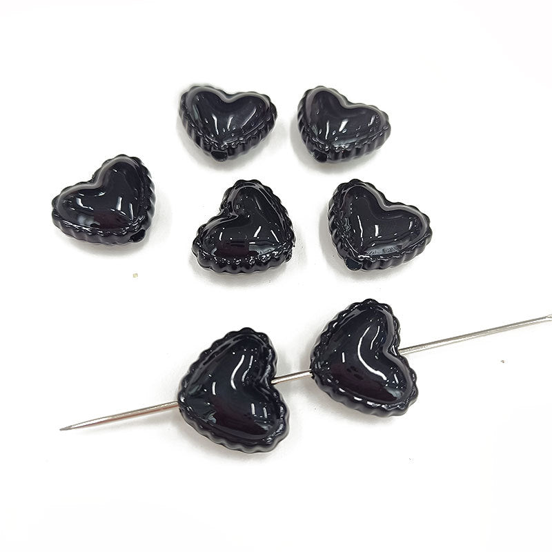 Glossy Painted Lace Heart Acrylic Beads 18mm Colorful Pastel 50pcs 7