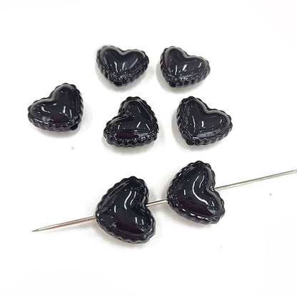 Glossy Painted Lace Heart Acrylic Beads 18mm Colorful Pastel 50pcs 7