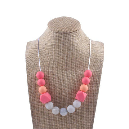Silicone Beaded Keychain Necklace Matte Marble Hexagon Beads 7