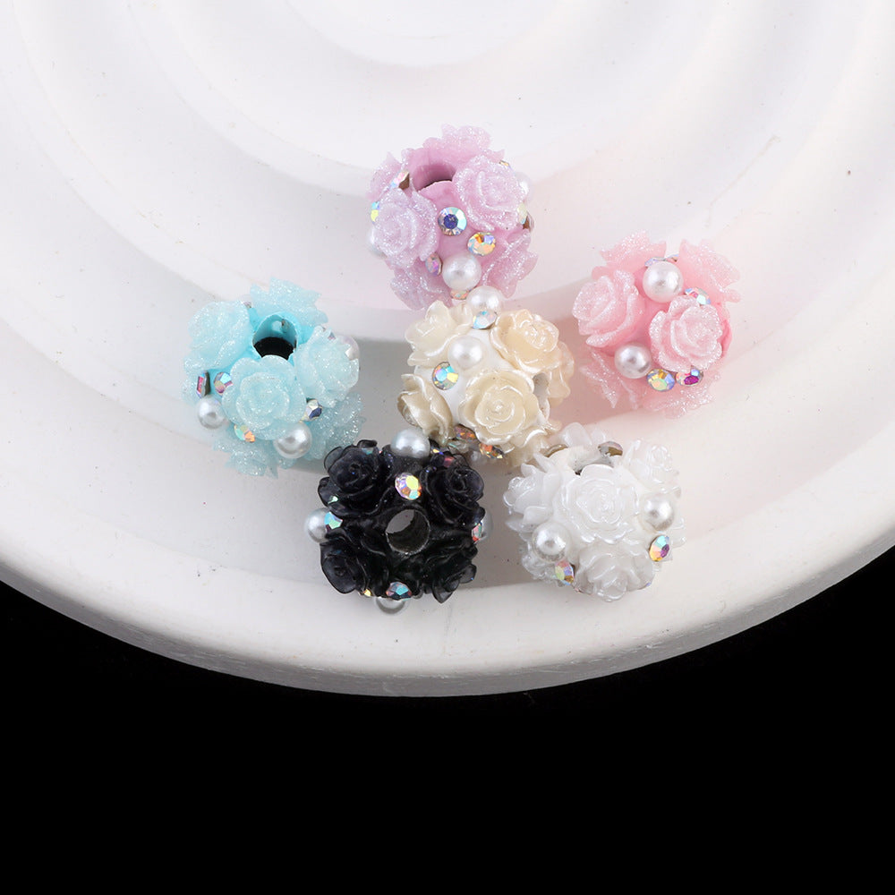 Flower Cluster Clay Beads 13mm Vintage Rose Polymer 10pcs 9