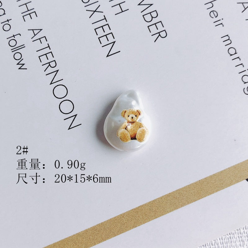 Hand Painted Irregular Shaped Acrylic Beads Imitation Pearl 10pcs 7