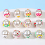 Hand Painted Acrylic Beads 12mm Enamel Cartoon Motifs 10pcs 3