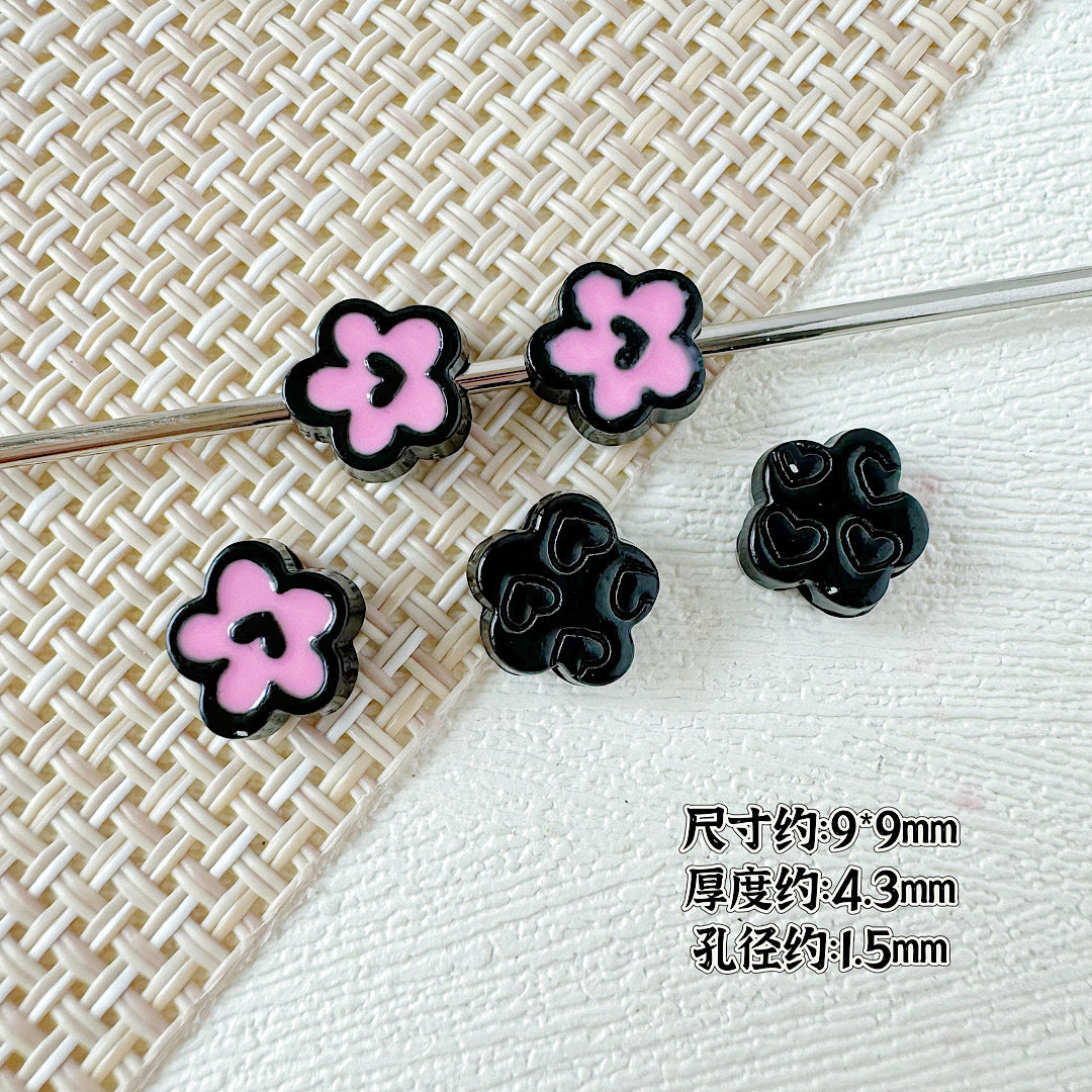 Spoon and Flower Metal Beads 15mm and 9mm Baking Painted 20pcs 24