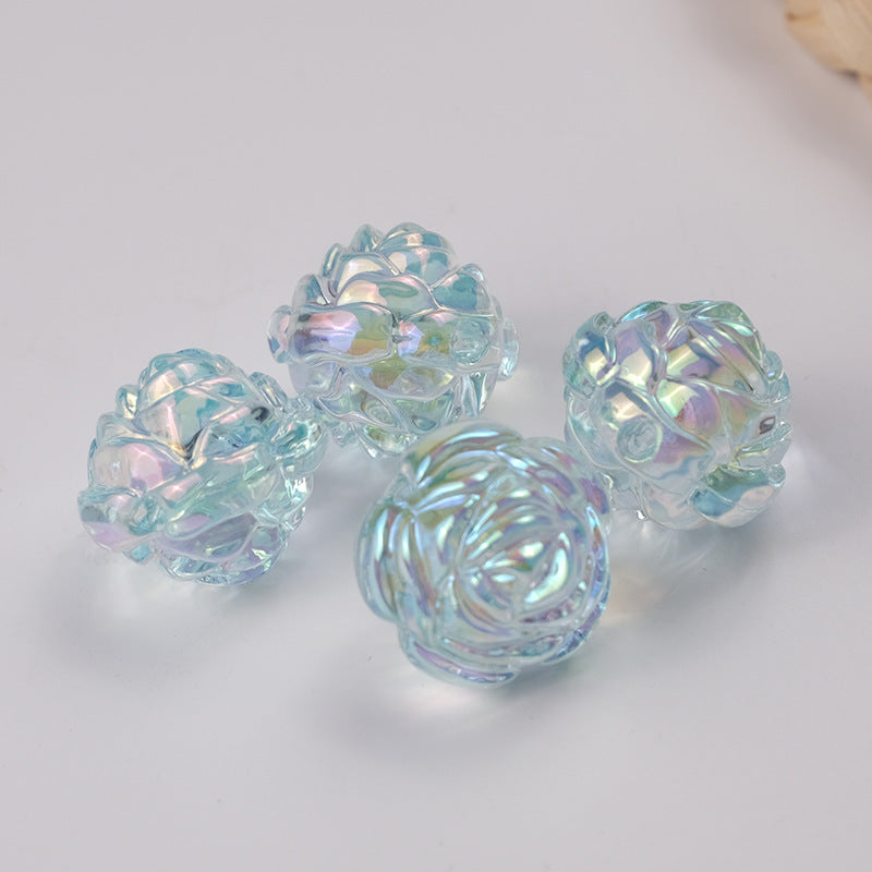 Transparent UV Plating Rose Acrylic Beads 20mm Shaped 50pcs 7