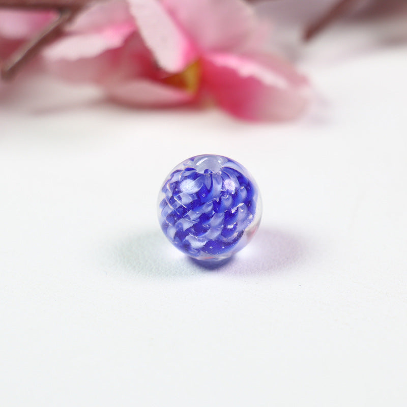 Lampwork Glass Beads Round 14mm Two-Tone Spiral Pattern 10pcs 12