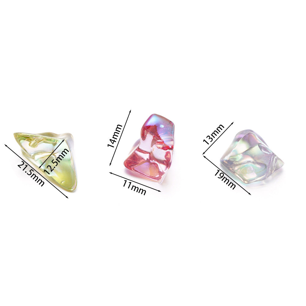 Transparent Irregular Gravel Acrylic Beads 11-22mm UV Plating 4pcs 5