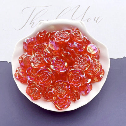 Transparent Camellia Acrylic Beads 12mm 19mm Iridescent AB 50pcs 11