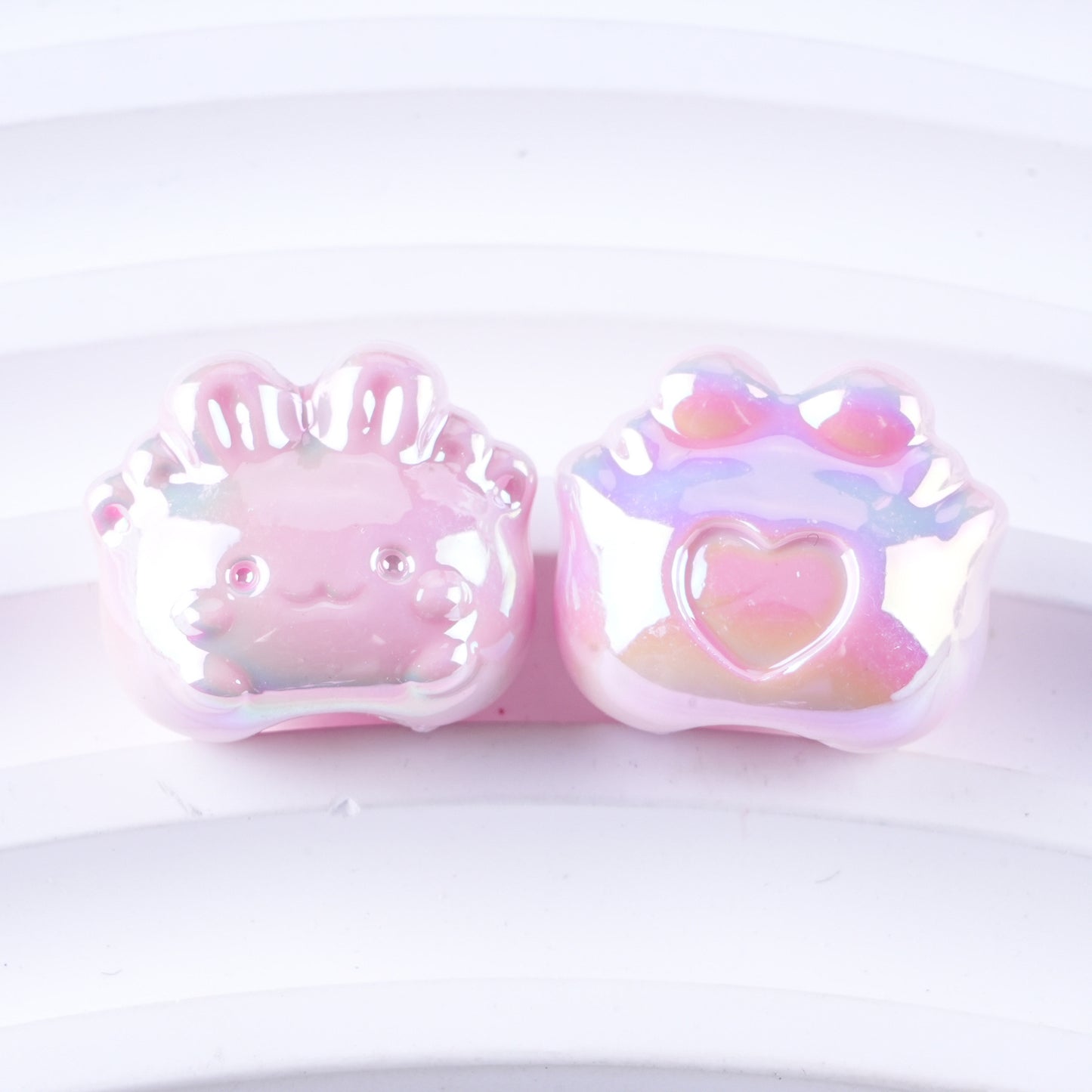 Plated Small Rabbit Acrylic Beads 17mm UV Iridescent Finish 50pcs 7