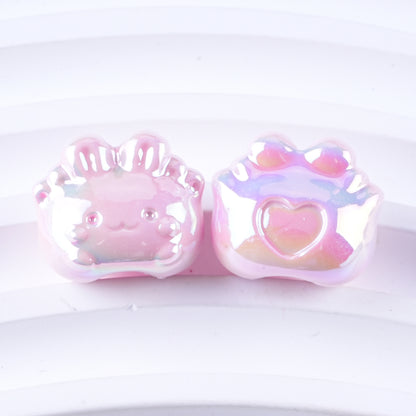 Plated Small Rabbit Acrylic Beads 17mm UV Iridescent Finish 50pcs 7