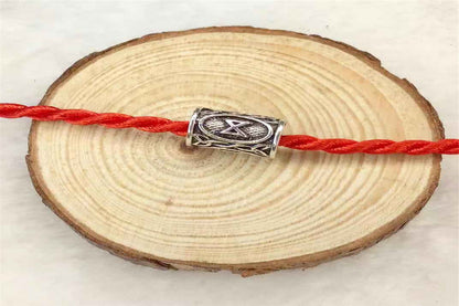 Tube Metal Beads Viking Note Patterned Silver Tone 100pcs 14