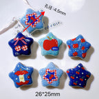 Denim Blue Star Acrylic Beads 26mm Glossy Red Accents 10pcs 2