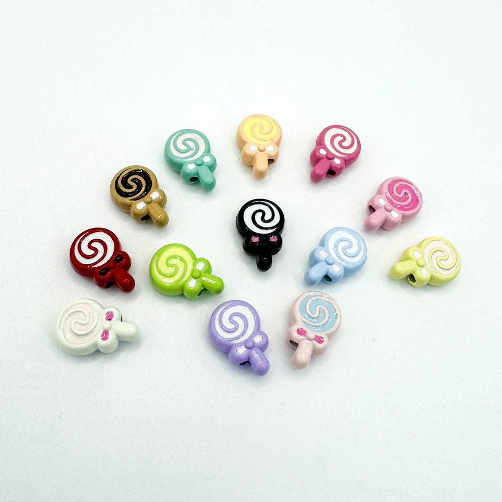 Lollipop Metal Beads 12mm Painted Alloy 10pcs
