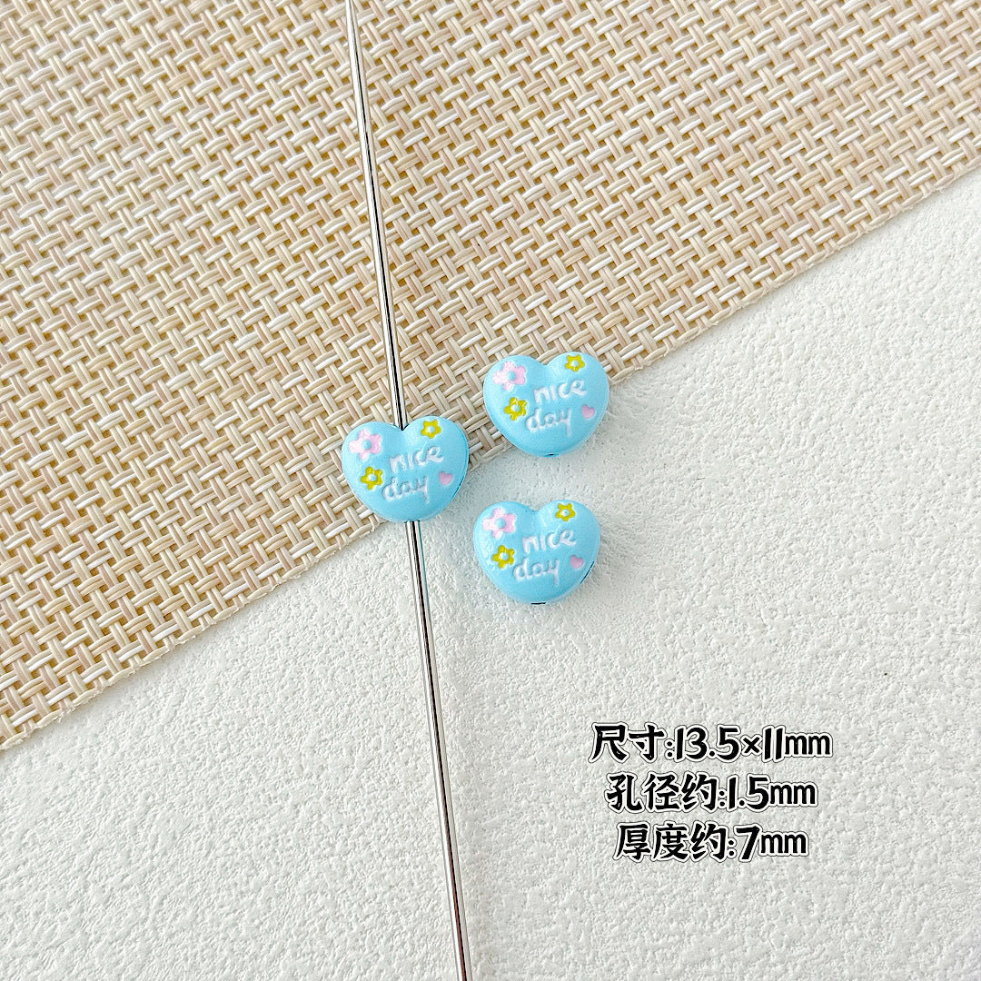 Double Sided Heart and Perfume Bottle Metal Beads 13/16mm Painted Alloy 10pcs 5