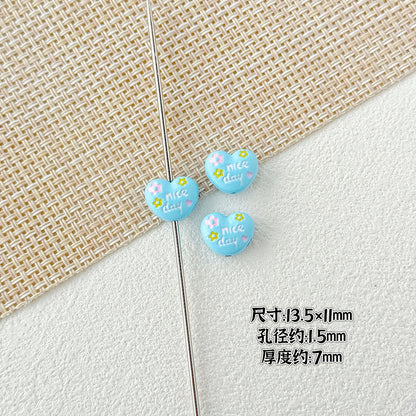 Double Sided Heart and Perfume Bottle Metal Beads 13/16mm Painted Alloy 10pcs 5