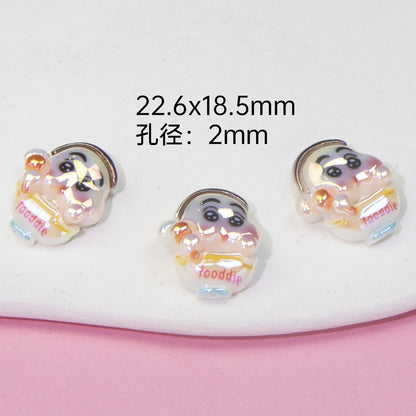 Plating Resin Beads Cartoon Character Glossy Pastel Colors 10pcs 11