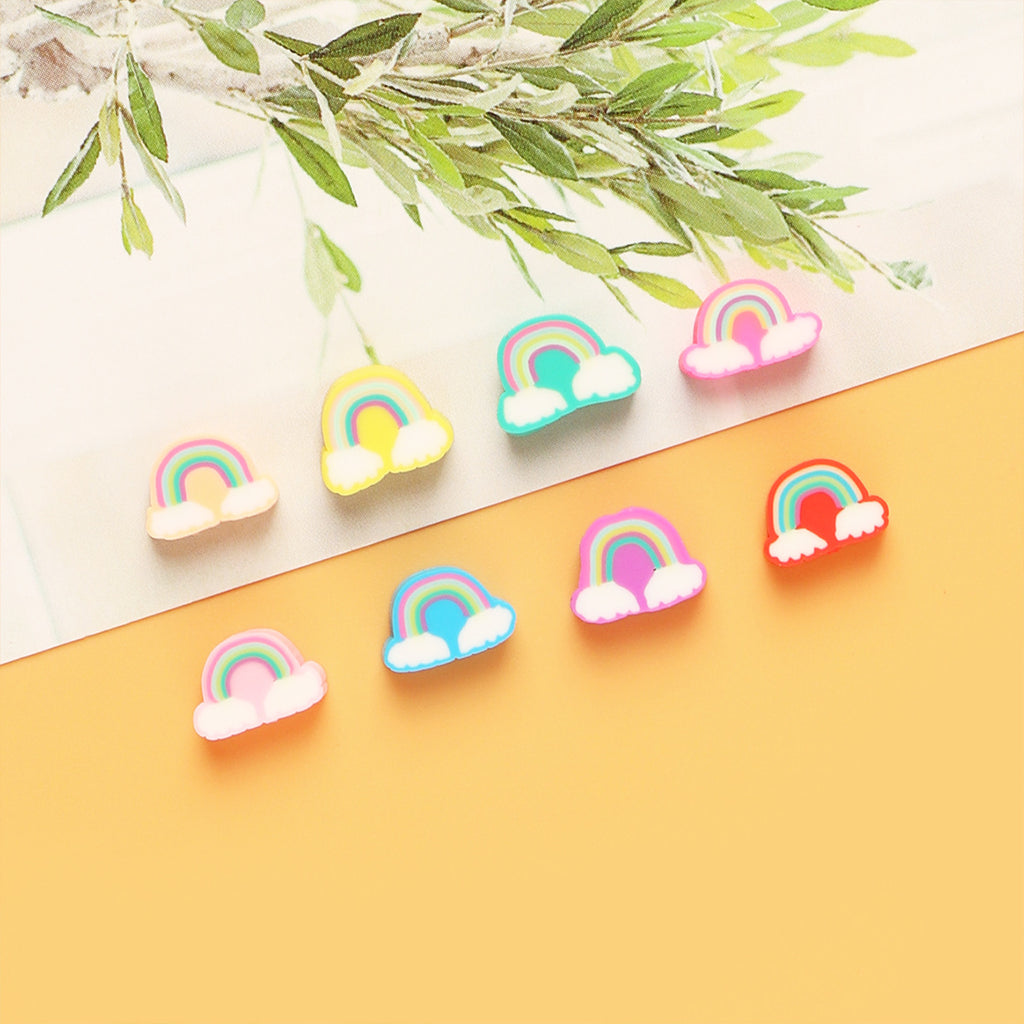 Rainbow Flat Clay Beads 10mm Playful Arch Clouds 100pcs 3