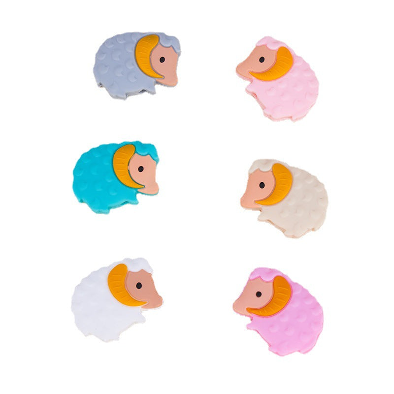 Silicone Focal Beads Little Sheep Golden Horns Side Profile 10pcs 5