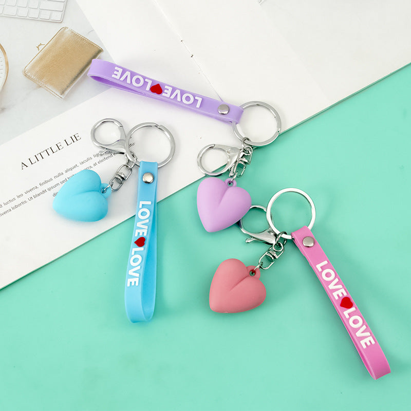 Resin Heart Keychain with Love Strap Pastel Colors 2