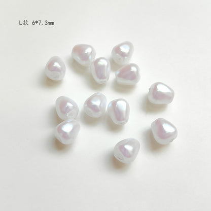 Vintage Shaped Imitation Pearl Acrylic Beads Soft White Luster 10pcs 16