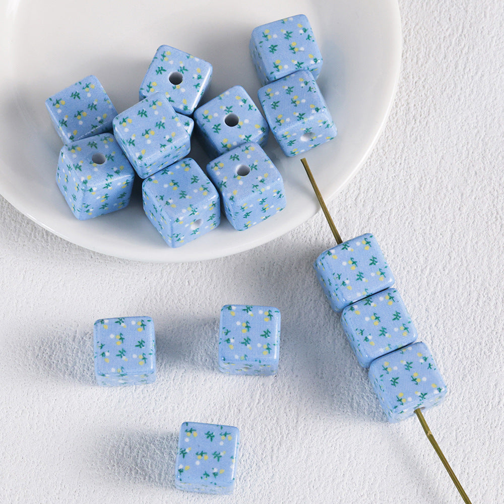 Adobe Printed Square Acrylic Beads 15mm Kitten Puppy Design 10pcs 6