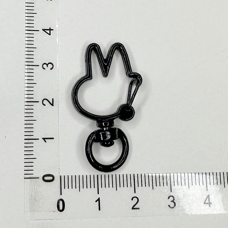 Spray Painted Bunny Head Zinc Alloy Buckle Keychain Clasps 20pcs 9