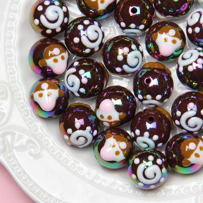 Hand Painted Daisy Bee Series Acrylic Beads 16mm Colorful Glossy 10pcs 19