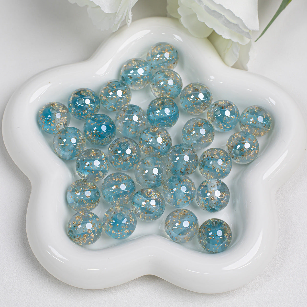 Clear Round Acrylic Beads 12mm 16mm Gold Foil Filled 40pcs 12