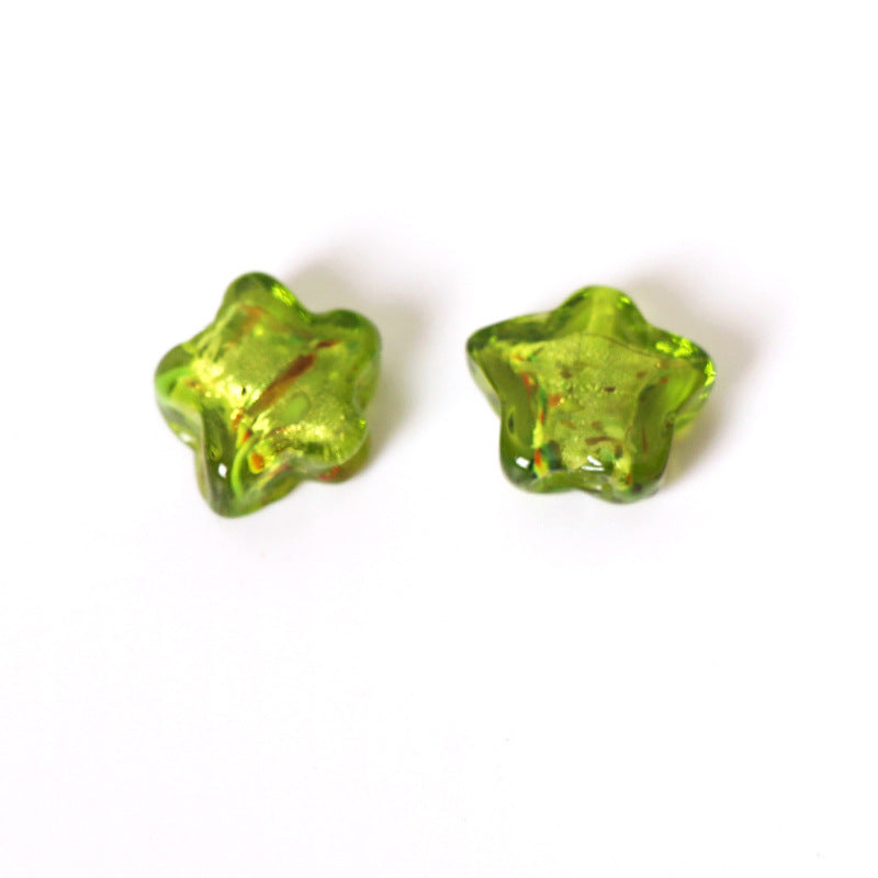 Lampwork Glass Beads Star 15mm Vintage Foil Filled 50pcs 5