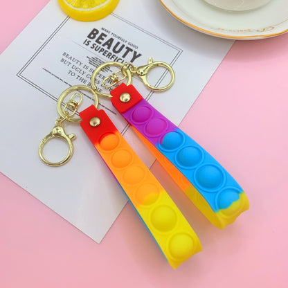Silicone Bubble Pop Wristlet Keychain Colorful Stress Relief Fit 9