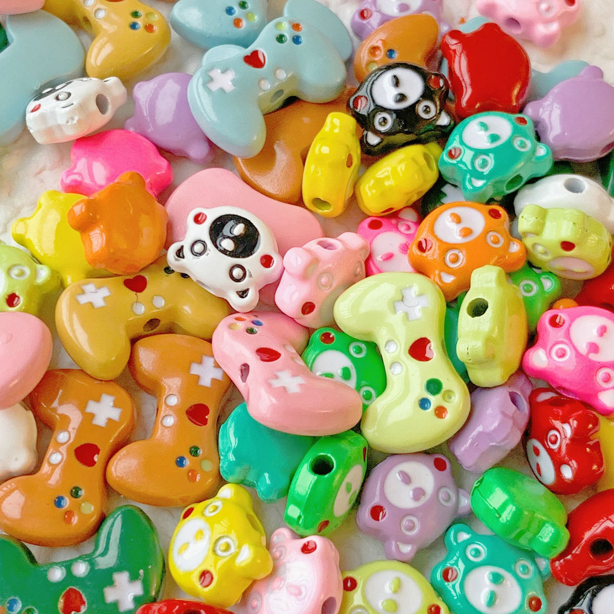 Teddy Bear and Game Controller Metal Beads Painted Alloy 10pcs 2