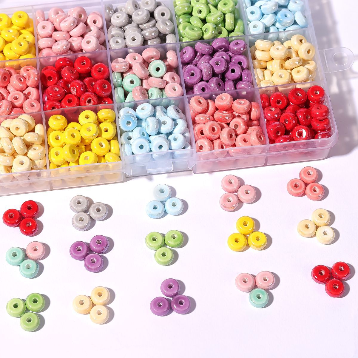 Ceramic Abacus Spacer Beads 5x9mm Creamy Colored 30pcs