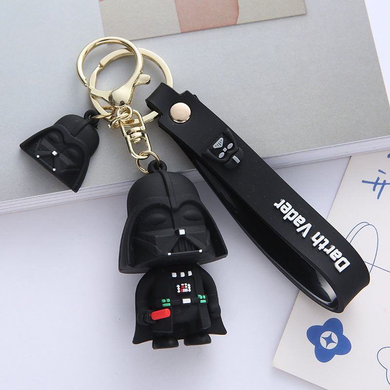 Silicone Samurai Keychain Black White Monochrome Cartoon Charm 6