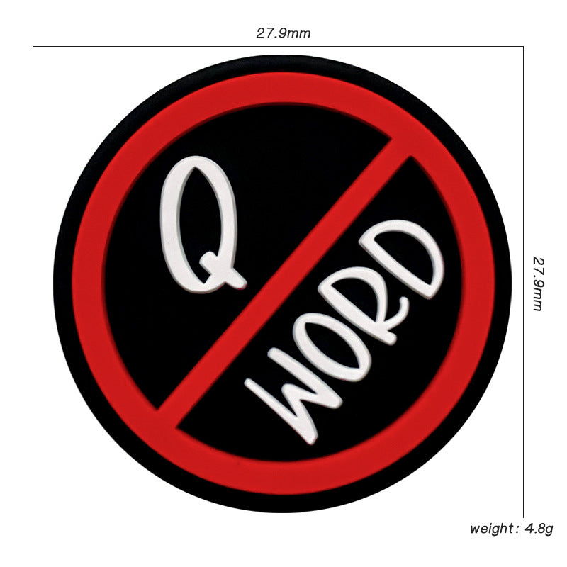 Silicone Focal Beads Q Word Bold Black and Red Circle Badge 20pcs 2